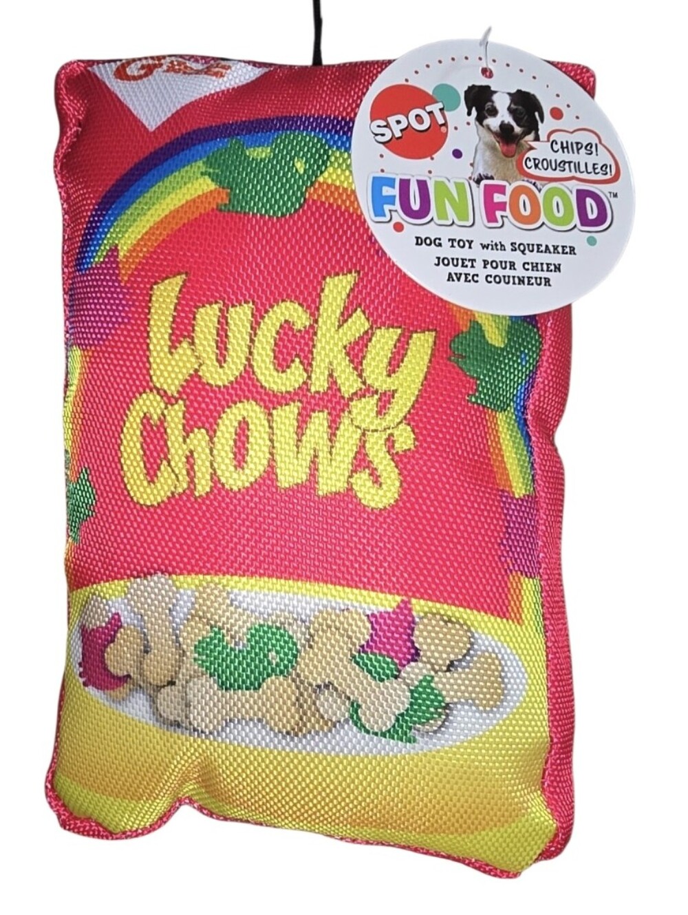 Lucky Chows Red Fun Food Dog Toy with Squeaker